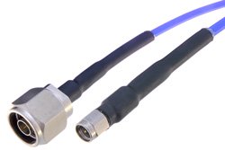 PE304 - SMA Male to N Male Cable Using PE-P141 Coax with HeatShrink, LF Solder