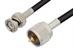 PE3057LF - UHF Male to BNC Male Cable Using RG58 Coax, RoHS
