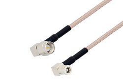 PE3070LF/HS - SMA Male Right Angle to SMB Plug Right Angle Cable Using RG316 Coax with HeatShrink, LF Solder