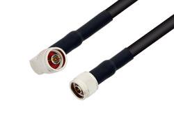 PE3071/HS - N Male Right Angle to N Male Cable Using RG214 Coax with HeatShrink