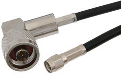 PE3076 - SMA Male to N Male Right Angle Cable Using RG58 Coax