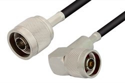 PE3143LF - N Male to N Male Right Angle Cable Using RG58 Coax, RoHS