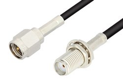 PE3184LF - SMA Male to SMA Female Bulkhead Cable Using RG174 Coax , LF Solder
