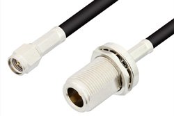 PE3193LF - SMA Male to N Female Bulkhead Cable Using RG223 Coax, RoHS