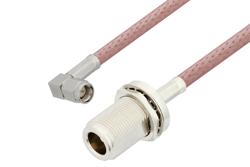 PE3197 - SMA Male Right Angle to N Female Bulkhead Cable Using RG142 Coax