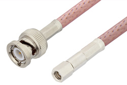 PE3240LF - SMC Plug to BNC Male Cable Using RG142 Coax, RoHS