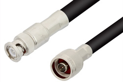 PE3256LF - N Male to BNC Male Cable Using PE-B405 Coax