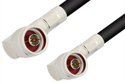 PE3272LF - N Male Right Angle to N Male Right Angle Cable Using RG213 Coax, RoHS