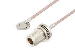 PE33014LF - SMA Male Right Angle to N Female Bulkhead Cable Using RG316 Coax, LF Solder