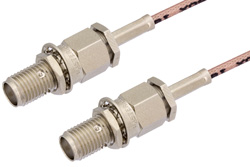 PE33084LF - SMA Female Bulkhead to SMA Female Bulkhead Cable Using RG178 Coax , LF Solder