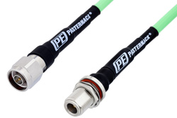 N Male to N Female Bulkhead Low Loss Test Cable 12 Inch Inch Length Using PE-P300LL Coax, ROHS