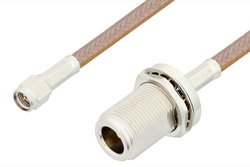 PE33117LF - SMA Male to N Female Bulkhead Cable Using RG400 Coax, RoHS