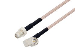 PE33132LF/HS - SMA Male Right Angle to SMA Female Cable Using RG316 Coax with HeatShrink, LF Solder