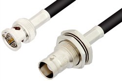 PE33179LF - 75 Ohm BNC Male to 75 Ohm BNC Female Bulkhead Cable Using 75 Ohm RG59 Coax, RoHS
