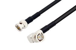 PE33196/HS - 75 Ohm BNC Male to 75 Ohm BNC Male Right Angle Cable Using 75 Ohm RG59 Coax with HeatShrink
