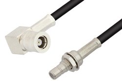 PE33261LF - SMB Plug Right Angle to SMB Jack Bulkhead Cable Using RG174 Coax, RoHS