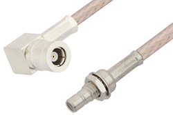 PE33349 - SMB Plug Right Angle to SMB Jack Bulkhead Cable Using RG316-DS Coax
