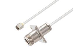 PE33404 - SMA Male to N Female 4 Hole Flange Cable Using PE-SR402FL Coax
