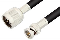 PE3341LF - 75 Ohm N Male to 75 Ohm BNC Male Cable Using 75 Ohm RG6 Coax, RoHS