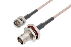 PE33421/HS - 75 Ohm BNC Male to 75 Ohm BNC Female Bulkhead Cable Using 75 Ohm RG179 Coax with HeatShrink