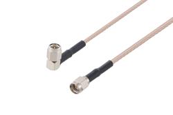 PE3344/HS - SMA Male Right Angle to SMA Male Cable Using RG316-DS Coax with HeatShrink