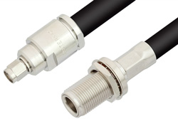 PE33481LF - SMA Male to N Female Bulkhead Cable Using RG214 Coax, RoHS
