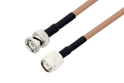 PE33535LF/HS - BNC Male to TNC Male Cable Using RG400 Coax with HeatShrink, LF Solder