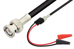 PE33548 - BNC Male to Mini Alligator Clip Cable Using 75 Ohm RG59 Coax