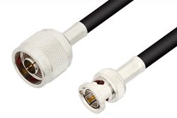 PE33605LF - 75 Ohm N Male to 75 Ohm BNC Male Cable Using 75 Ohm RG59 Coax, RoHS