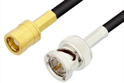 PE33644 - 75 Ohm SMB Plug to 75 Ohm BNC Male Cable Using 75 Ohm PE-B150 Coax