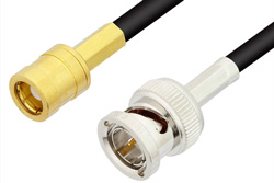 PE33644LF - 75 Ohm SMB Plug to 75 Ohm BNC Male Cable Using 75 Ohm PE-B150 Coax