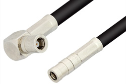 PE33666LF - SMB Plug to SMB Plug Right Angle Cable Using RG58 Coax, RoHS