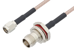 PE33677/HS - SMA Male to TNC Female Bulkhead Cable Using RG316 Coax with HeatShrink