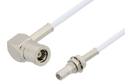 PE33682LF - SMB Plug Right Angle to SMB Jack Bulkhead Cable Using RG196 Coax, RoHS