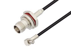 PE33799 - TNC Female Bulkhead to MCX Plug Right Angle Cable Using RG174 Coax