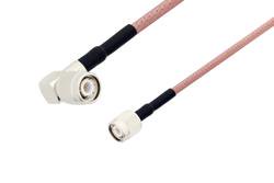 PE33867/HS - TNC Male Right Angle to TNC Male Cable Using RG142 Coax with HeatShrink