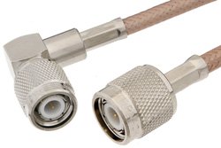 PE33867 - TNC Male to TNC Male Right Angle Cable Using RG142 Coax
