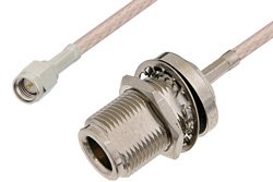 PE33929LF - SMA Male to N Female Bulkhead Cable Using RG316-DS Coax, RoHS