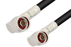 PE33974LF - N Male Right Angle to N Male Right Angle Cable Using RG8 Coax, RoHS