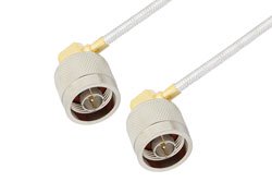 PE33977/PH180 - N Male Right Angle to N Male Right Angle Cable Using PE-SR402FL Coax with 180 Deg. Clock
