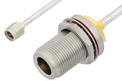PE33996 - SMA Male to N Female Bulkhead Cable Using PE-SR402FL Coax