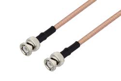 PE34035LF/HS - BNC Male to BNC Male Low Loss Cable Using PE-P195 Coax with HeatShrink, LF Solder