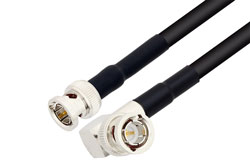 PE34046/HS - 75 Ohm BNC Male Right Angle to 75 Ohm BNC Male Cable Using 93 Ohm RG62 Coax with HeatShrink