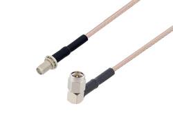 PE34061/HS - SMA Male Right Angle to SMA Female Bulkhead Cable Using RG316-DS Coax with HeatShrink