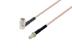 PE34061LF/HS - SMA Male Right Angle to SMA Female Bulkhead Cable Using RG316-DS Coax with HeatShrink, LF Solder