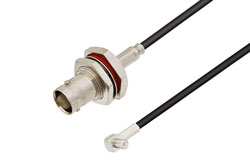PE34119 - BNC Female Bulkhead to MCX Plug Right Angle Cable Using RG174 Coax