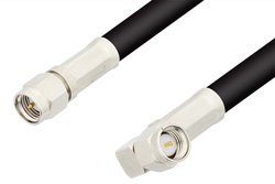 PE3411LF - SMA Male to SMA Male Right Angle Cable Using 93 Ohm RG62 Coax