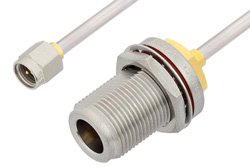 PE34143 - SMA Male to N Female Bulkhead Cable Using PE-SR402AL Coax