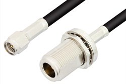 PE34169 - SMA Male to N Female Bulkhead Cable Using 53 Ohm RG55 Coax