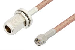 PE34178 - SMA Male to N Female Bulkhead Cable Using PE-P195 Coax